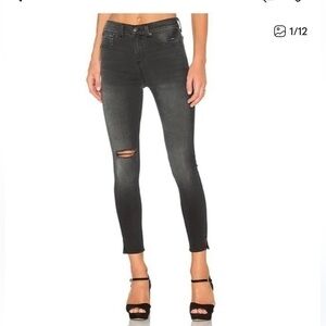 Rag & Bone Black Distressed Cropped Jeans